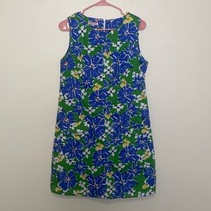 Kayce Hughes Blue and Green Mid Mod Shift Dress with Pockets Size 6